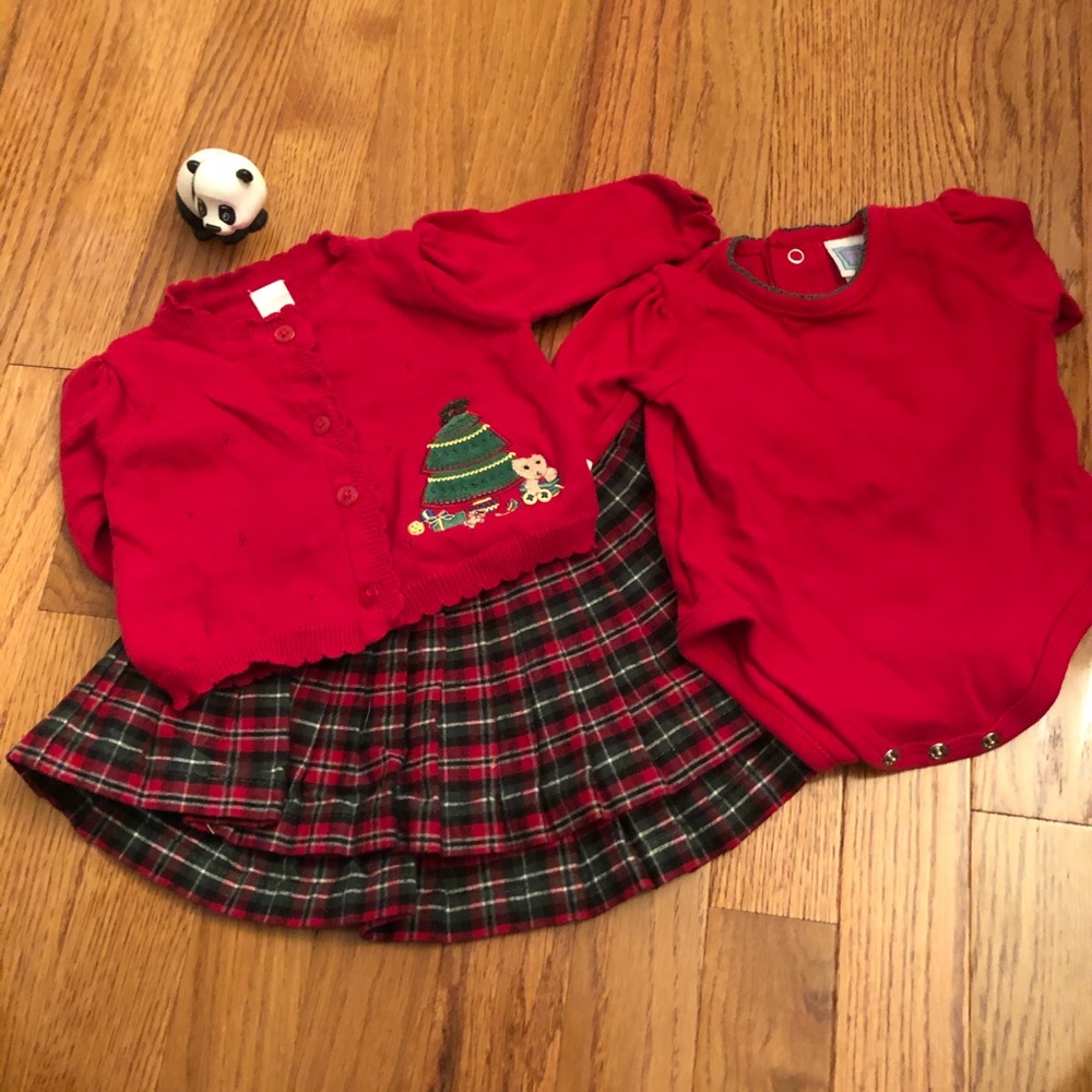 Baby’s first Christmas skirt, shirt & sweater!